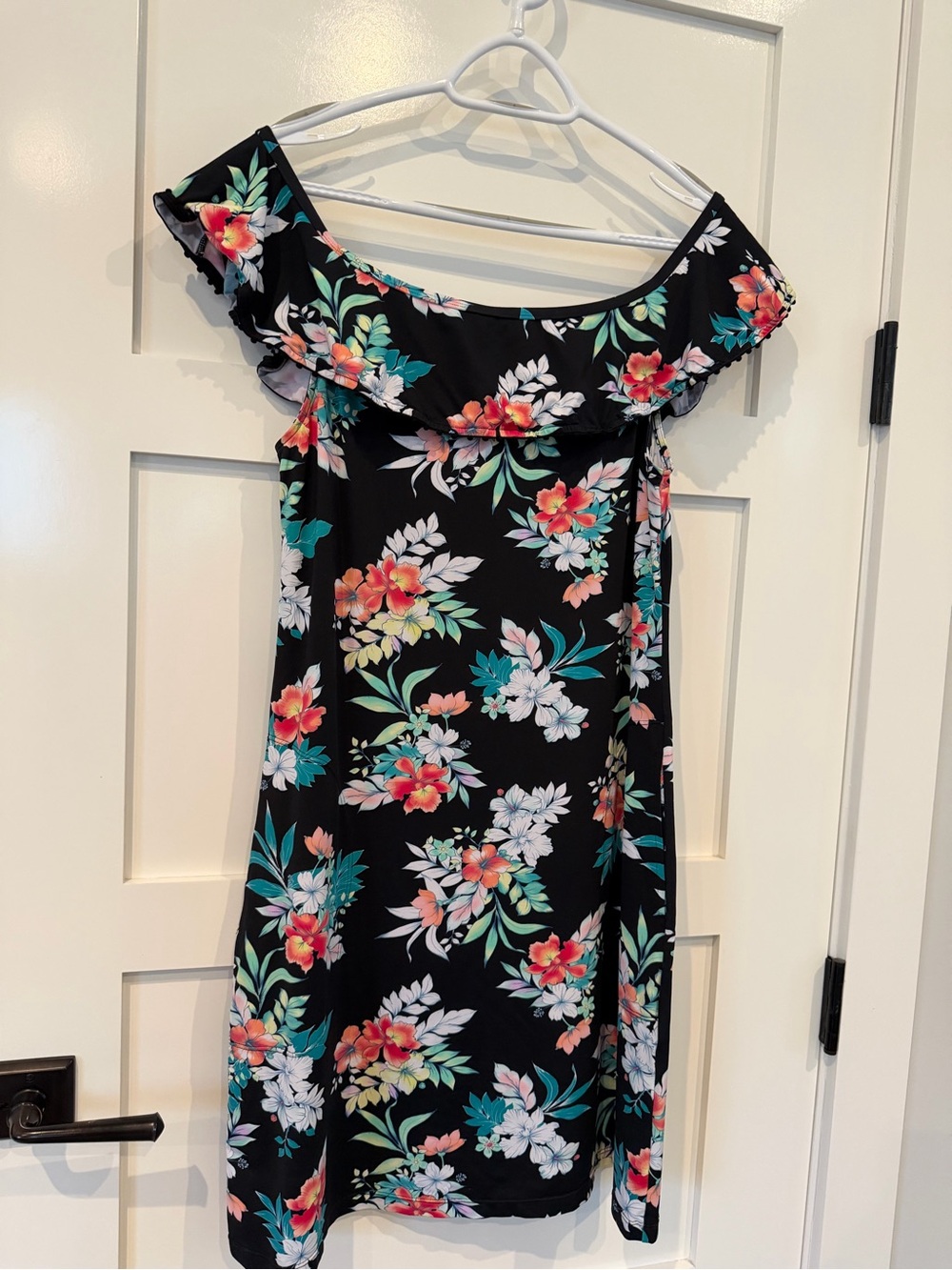 Tommy Bahama Black Floral Swim Dress